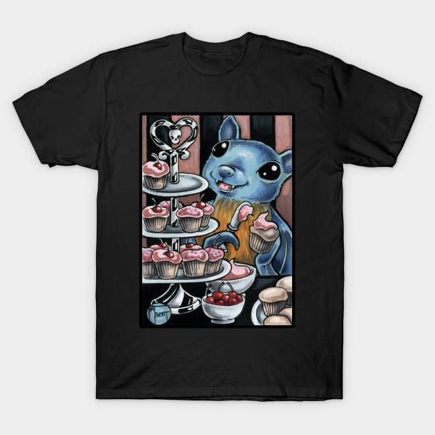 Bat With Cupcakes T-Shirt by Nat Ewert Art